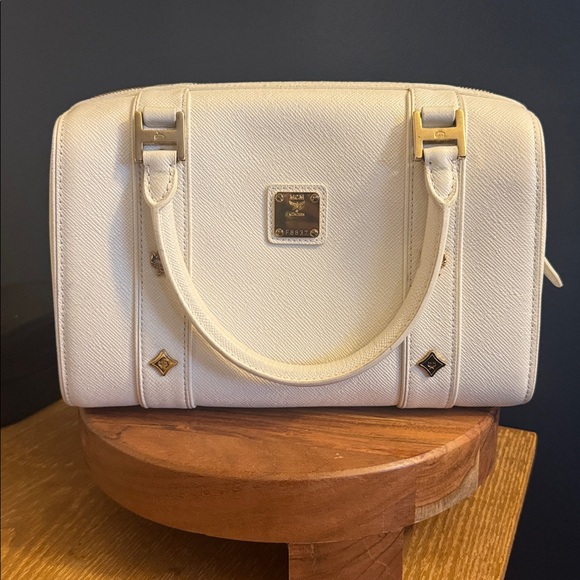 MCM Handbags - MCM Large Boston Bag with Gold Hardware